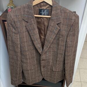 Korean Style Brown Plaid Men's Blazer